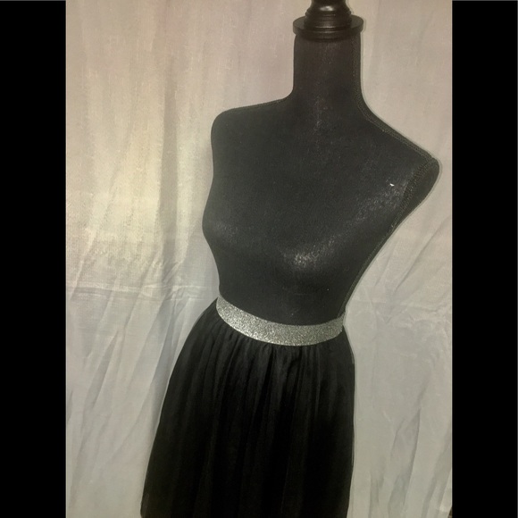 NWT Black Tulle Skirt Midi w/ Metallic Waistband - Picture 5 of 8